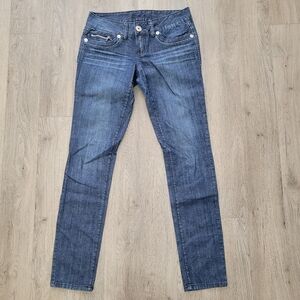 Guess Blue Denim Jeans With Zipper Pockets Size: 28
